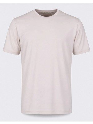 HC MEN CLASSIC Erkek Basic Tshirt Modern Fit Krem Bisiklet Yaka