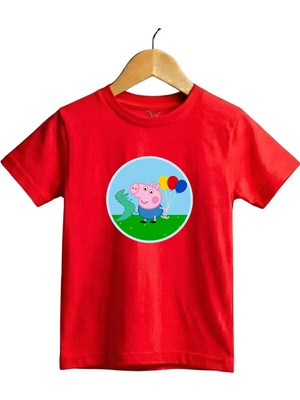 Widi Domuz ve Dinazor Baskılı Regular Fit %100 Pamuk Kısa Kollu Çocuk T-Shirt
