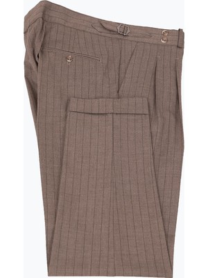 HC MEN CLASSIC Erkek Kahverengi Çift Pile Pantolon