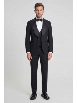 HC MEN CLASSIC Erkek Siyah Şal Yaka Slim Fit Smokin Damatlık