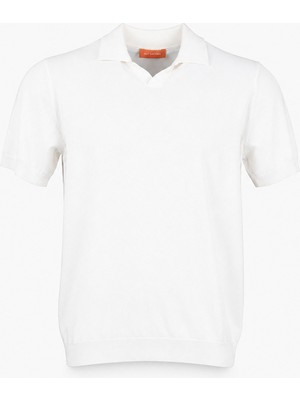HC MEN CLASSIC Erkek Polo Yaka Tshirt Modern Fit Beyaz Düğmesiz