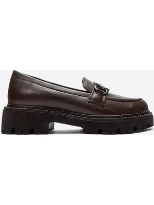 Dericlub Kadın Kalın Taban Loafer Ayakkabı Gerçek Deri Mtd 24352 Kahverengi