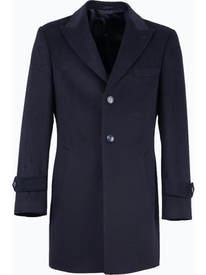 HC MEN CLASSIC Erkek Lacivert Yün Modern Fit Kaban