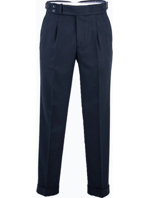HC MEN CLASSIC Erkek Lacivert Yüksek Bel Çift Pile Pantolon