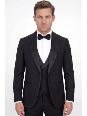 HC MEN CLASSIC Erkek Siyah Mono Yaka Modern Fit Smokin Damatlık