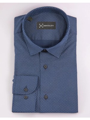 HC MEN CLASSIC Erkek Indigo Düğmeli Yaka Gömlek