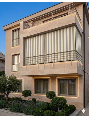 Gön Ev ve Otel Tekstili Yağmur Geçirmez Balkon Perdesi Branda Kumaş – Kalın, Bağcıklı – İsteğe Bağlı Kornişli veya Kuş Gözü Halkalı – Her Ölçüye Özel Dikim – Dış Mekan Perdesi