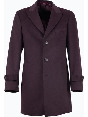 HC MEN CLASSIC Erkek Mürdüm Yün Modern Fit Kaban
