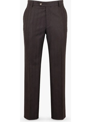 HC MEN CLASSIC Erkek Desenli Pantolon Modern Fit Kahverengi Düz Kesim