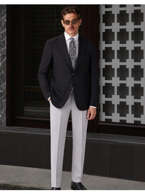 HC MEN CLASSIC Erkek Casual Ceket Modern Fit Siyah Balıksırtı Desenli