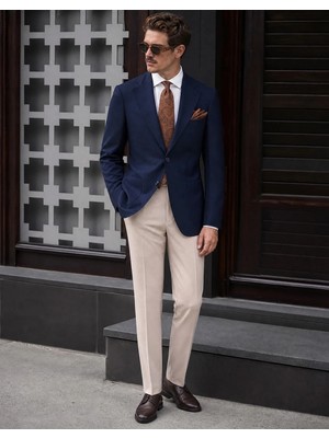 HC MEN CLASSIC Erkek Casual Ceket Modern Fit Lacivert Mono Yaka