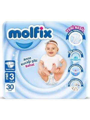 Molfix 3 Beden Midi Bebek Bezi (1 x 30 Adet)
