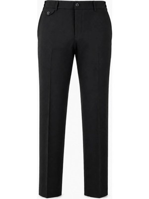 HC MEN CLASSIC Erkek Kumaş Pantolon Modern Fit Siyah Bel Yarım Lastikli