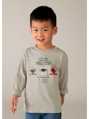 Mayoral Erkek Çocuk Baskılı Sweatshirt Bej