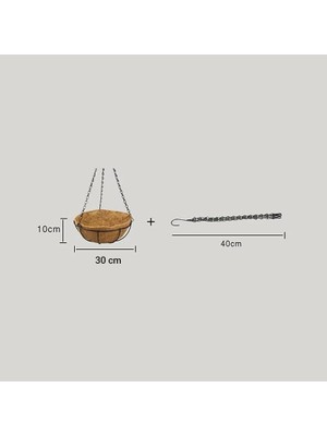 25 cm Hindistan Cevizi Asılı Metal Askılı Hasır Coco Asma Çiçek Sepeti Saksı Ev Balkon Dekorasyon