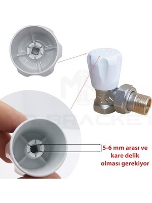 Mr.bracket 5-Adet Geçmeli Model Radyatör Vanası Başlığı - Geçmeli Petek Vana Kapağı - Vidasız Petek Musluk Kafası (Geçmeli)