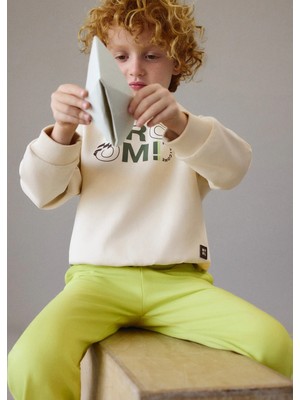 Mayoral Erkek Çocuk Kapşonlu Iki Iplik Sweatshirt Krem