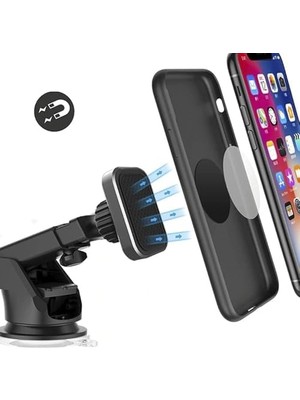 Mıknatıslı Araç Telefon Tutucu - 360° Dönen, Güçlü Manyetik, Tüm Telefon Modelleriyle Uyumlu, Kolay Montajlı