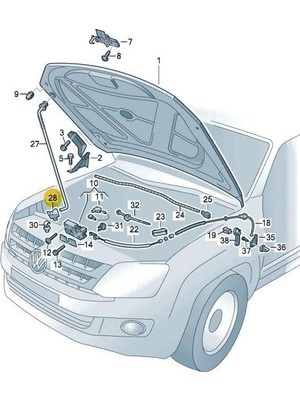 Motor Kaput Demiri Alt Lastiği Yuvası 2H0805734A Vw Amarok ile Uyumlu 2010-2022