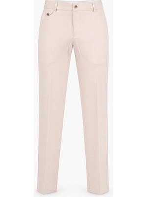 HC MEN CLASSIC Erkek Kumaş Pantolon Modern Fit Bej Bel Yarım Lastikli