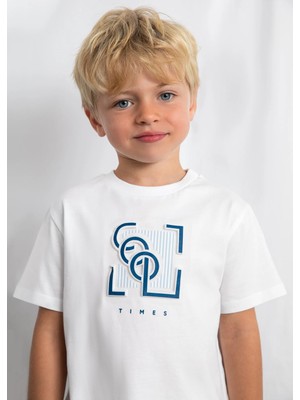 Mayoral Erkek Çocuk Baskılı Tshirt Beyaz
