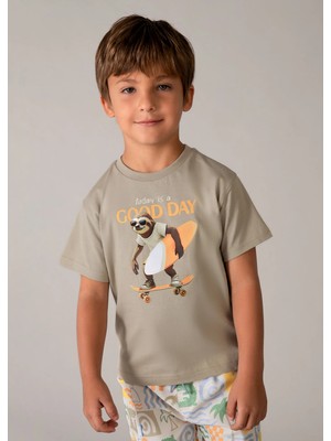 Mayoral Erkek Çocuk Baskılı Tshirt Bej
