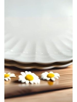 Porselen Luz Form Pasta Takımı 6 Parça 21CM Beyaz BNLZF21DUS600
