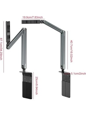 Profesyonel iPad ile Uyumlu Tablet 12.9 Inçe Kadar Uyumlu Telefon Tutucu Yüksekliği Ayarlanabilir Kol ve Kendinden Açısı Ayarlanabilir 3 Eklemli 360 Derece Siyah Renk P96T (P96T)