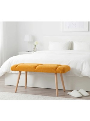Mervish Decor Ahşap Ayaklı Bench Puf Bank 80X40 cm – Antre Pufu, Yatak Ucu Pufu, Salon ve Mutfak Oturma Bankı, Coco Kumaş