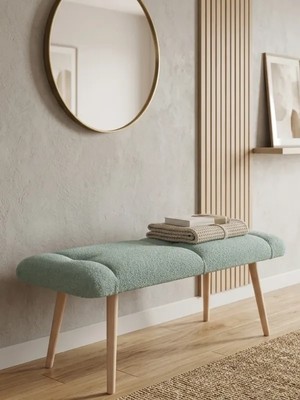 Mervish Decor Ahşap Ayaklı Bench Puf Bank 80X40 cm – Antre Pufu, Yatak Ucu Pufu, Salon ve Mutfak Oturma Bankı, Coco Kumaş