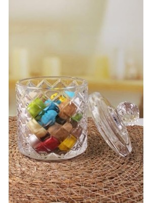 Lüx Kristal Büyük Cam Şekerlik & Cam Lokumluk, Kesme Cam Lüx Şekerlik 13CM*7.8CM - 06637