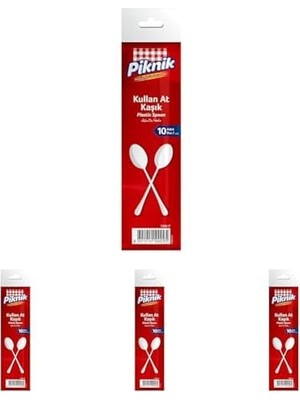Piknik Kullan-At Plastik Kaşık 10'lu Büyük Beyaz 1486 4lü Paket