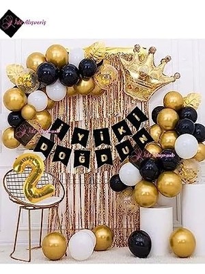 2 Yaş Kral Taçlı Balon Zinciri Doğum Günü Seti Iyi Ki Doğdun Doğum Günü BMCNM692