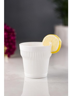 Sepetopia Akrilik Beyaz Tekli Kısa Bardak & Su Meşrubat Kahve Yanı Bardağı 300 ml ( Cam Değildir )
