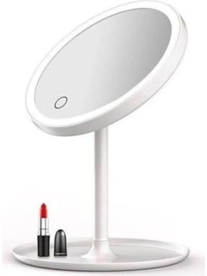LED Işıklı Makyaj Aynası, Dokunmatik Kontrol, Beyaz, Masa Üstü, 30CM Yükseklik, 17.5cm Çap, Ayarlanabilir Açı