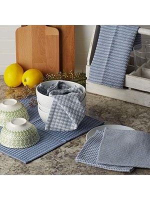 Dıı Kitchen Karışık Bulaşık Bezi Seti, 12X12, Taş Yıkama Mavisi, 5 Adet