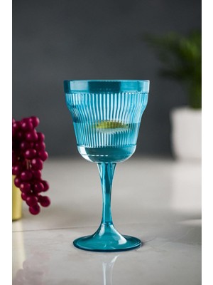 Sepetopia Akrilik Aquamarin 6'lı Kadeh & Su Meşrubat Kahve Yanı Bardağı 300 ml ( Cam Değildir )