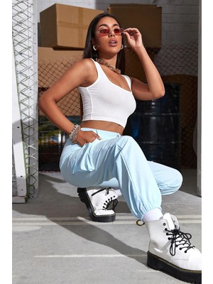 Bnchic Kadın Beyaz Kalın Askılı Crop Top Büstiyer