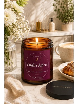 Decevorine Imza Koleksiyon Vanilla Amber Karamel Esanslı Lüks Kokulu Mum 210 gr