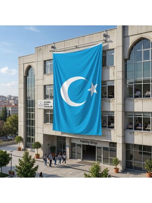 Punto Dizayn Doğu Türkistan Bayrağı 140GR Premium Raşel Kumaş 6x9 Metre