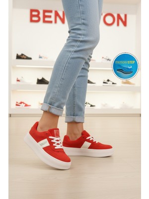 United Colors Of Benetton Kırmızı Hafızalı Taban Keten Bağcıklı Kadın Sneaker BNI-11241 Z