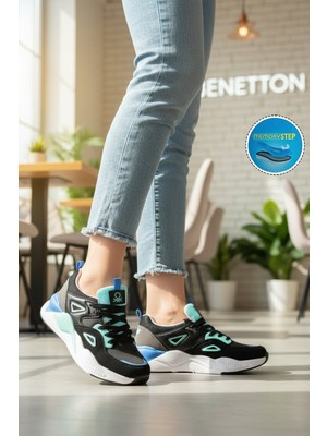United Colors Of Benetton Siyah Beyaz Bağcıklı Memory Foam Unisex Spor Ayakkabı BNI-11109 G