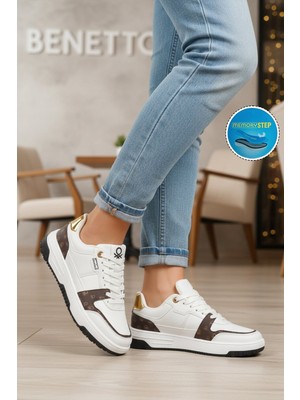 United Colors Of Benetton Beyaz Bağcıklı Cilt Memory Foam Unisex Spor Ayakkabı BNI-12091 G