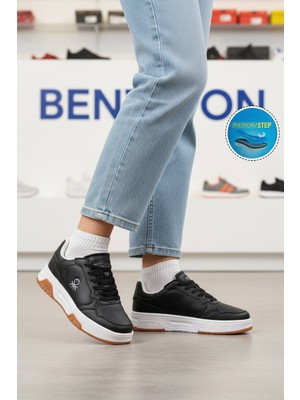 United Colors Of Benetton Siyah Beyaz Bağcıklı Cilt Memory Foam Unisex Spor Ayakkabı BNI-11220 G