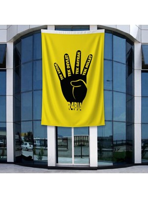 Punto Dizayn Rabia -Tek Vatan -Devlet -Bayrak -Millet Bayrağı 140gr Premium Raşel Kumaş 400x600cm