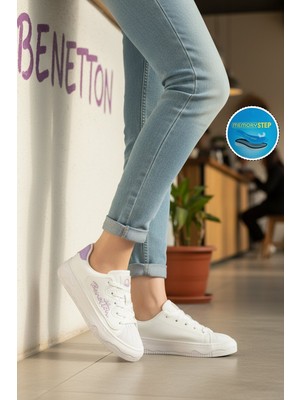 United Colors Of Benetton Beyaz pudra Bağcıklı Kadın Sneaker BNI-10102 Z