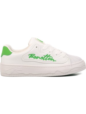 United Colors Of Benetton Beyaz Yeşil bağcıklı Kadın Sneaker BNI-10102 Z