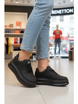 United Colors Of Benetton Siyah Bağcıklı Hafif Kadın Sneaker BN-12156 G