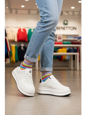 United Colors Of Benetton Beyaz Bağcıklı Hafif Kadın Sneaker BN-12156 G