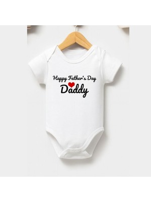 Sun Baby Home %100 Pamuklu Bebek Body - Babalar Günü Bebek Zıbını Happy Father's Day Daddy Baskılı- Bebek Zıbın Badi - Yazılı Zıbın